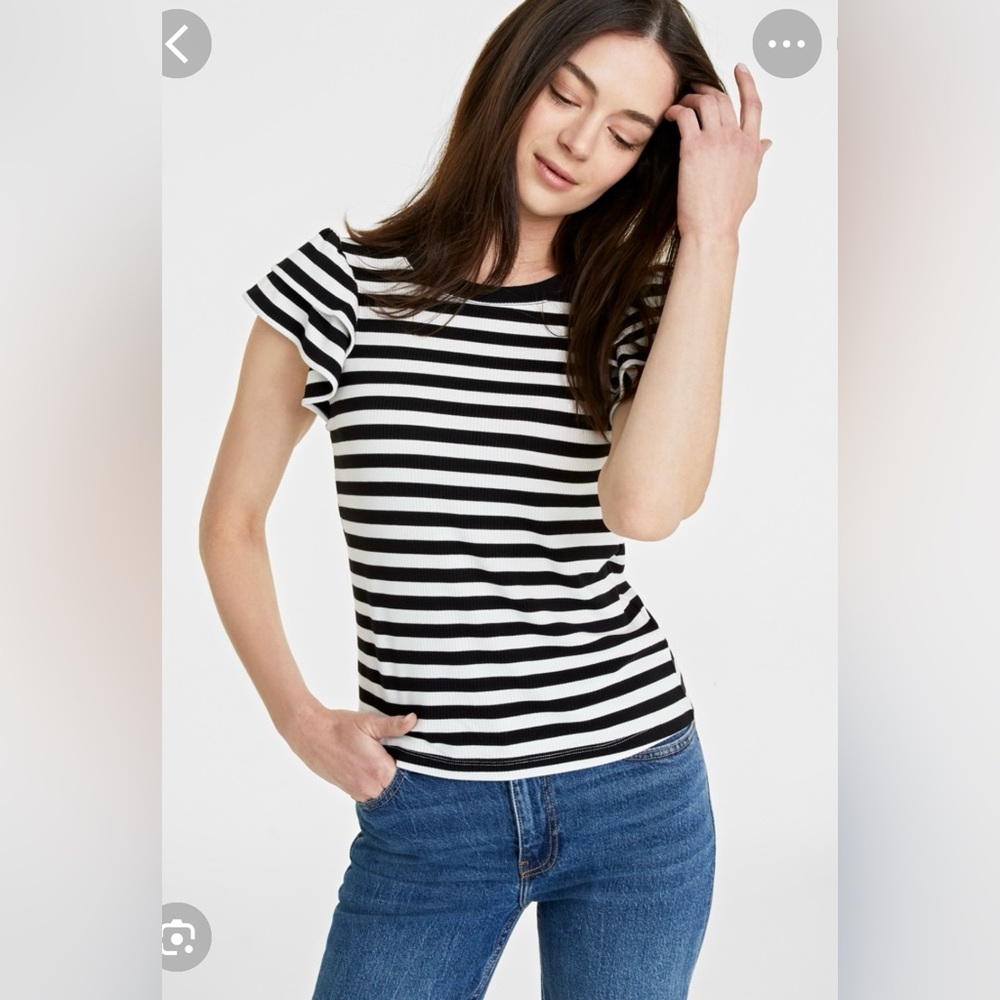 Onyx Black and White Striped Women's Tee